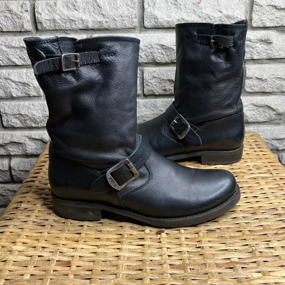 Frye Veronica Boot Short Size 8.5 Women Black Leather Moto Riding Western